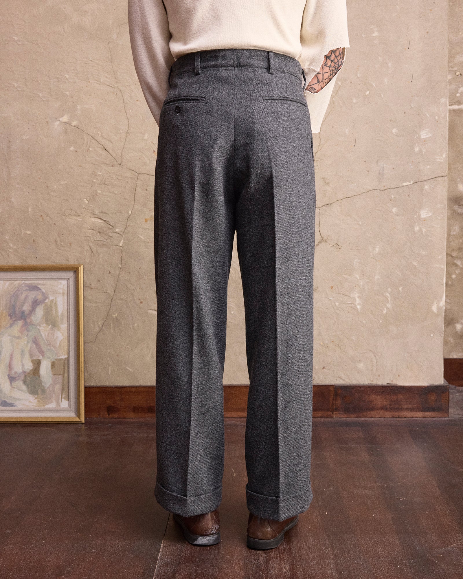 VINTAGE WOOL PLEATED TROUSERS