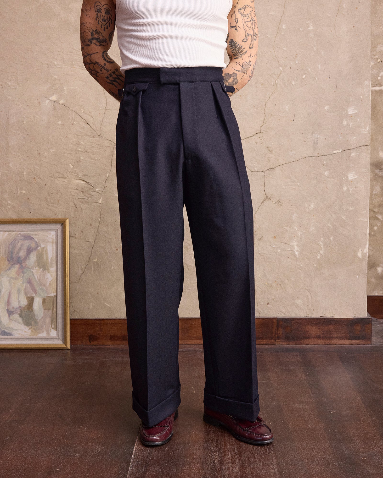 VINTAGE WOOL PLEATED TROUSERS