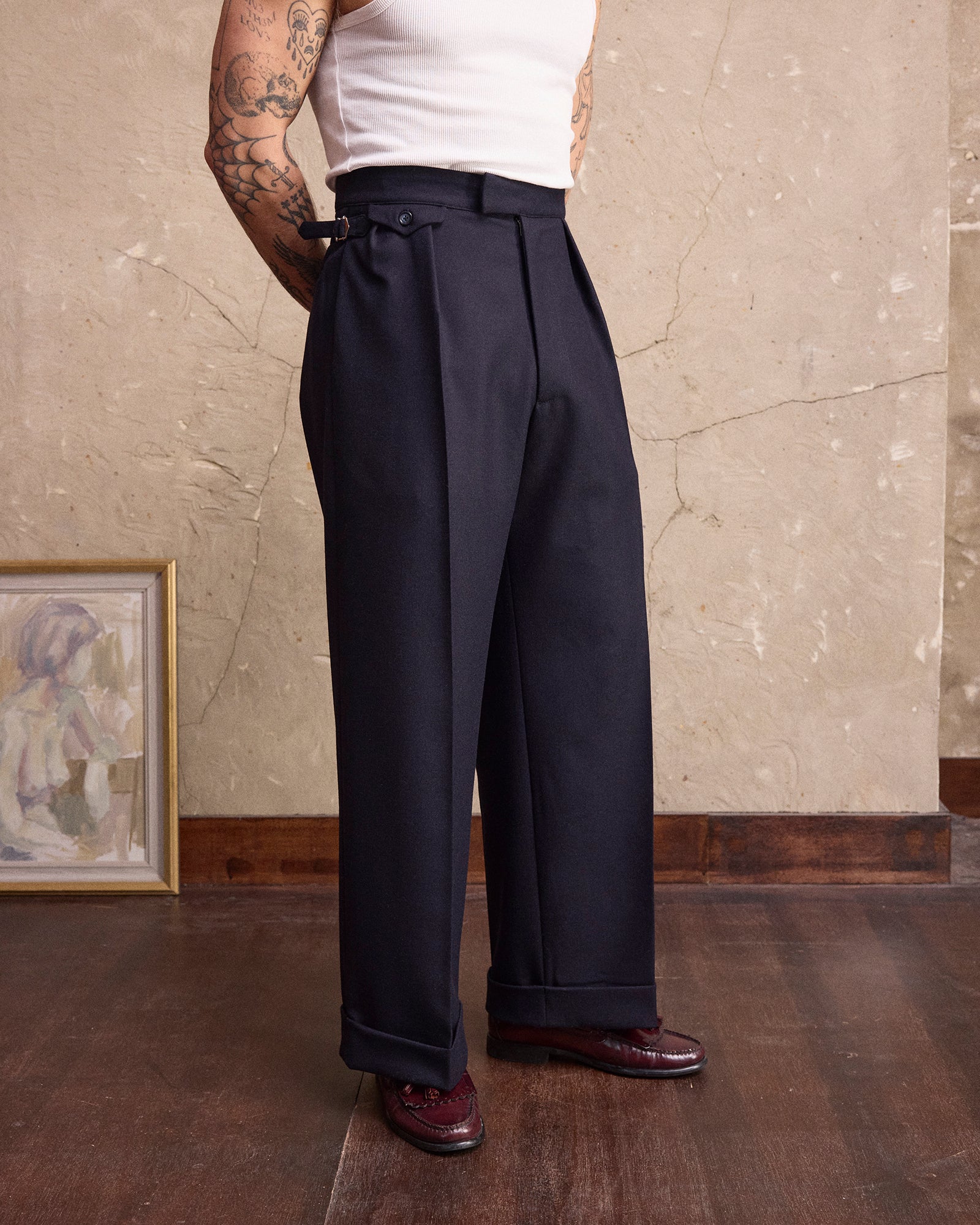 VINTAGE WOOL PLEATED TROUSERS