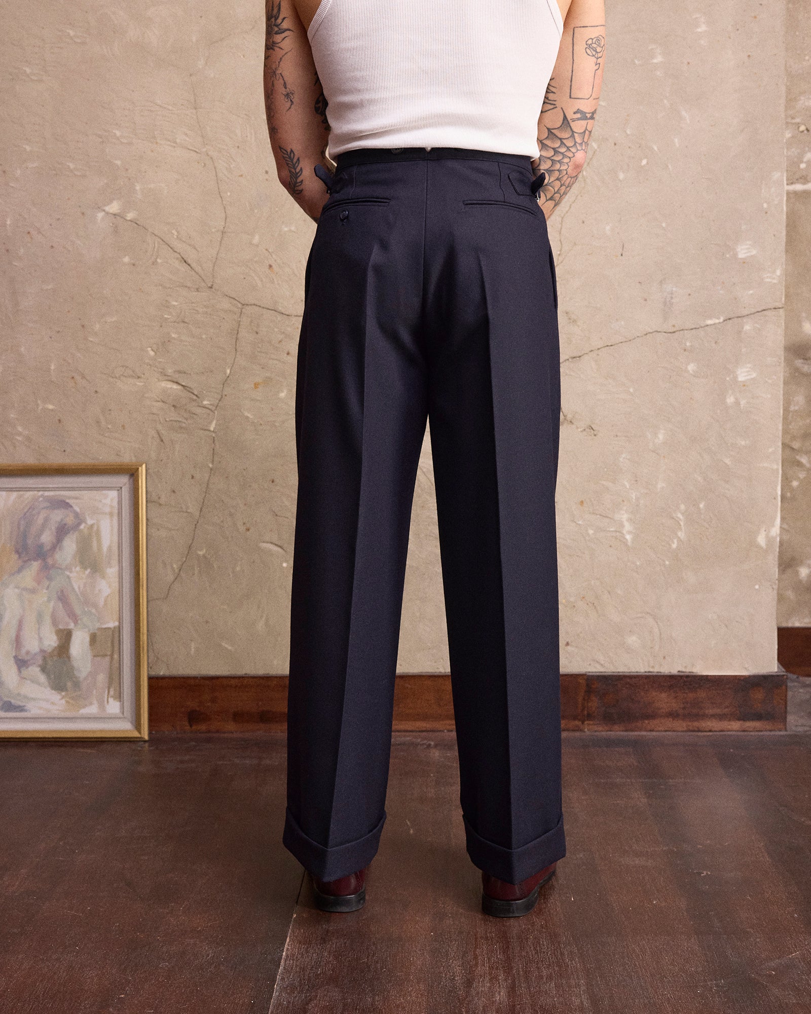 VINTAGE WOOL PLEATED TROUSERS