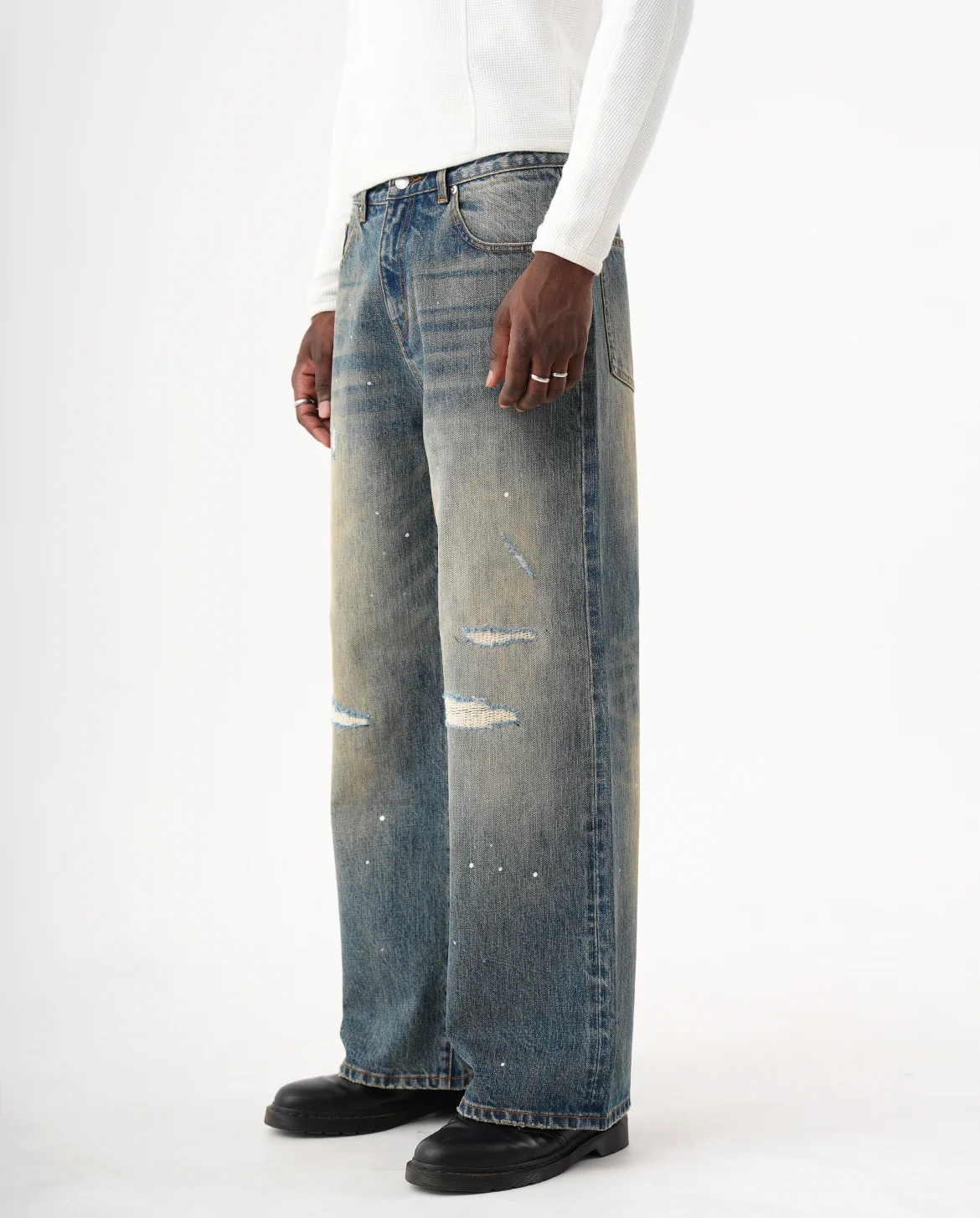 SASHIKO REPAIRED BOOTCUT JEANS