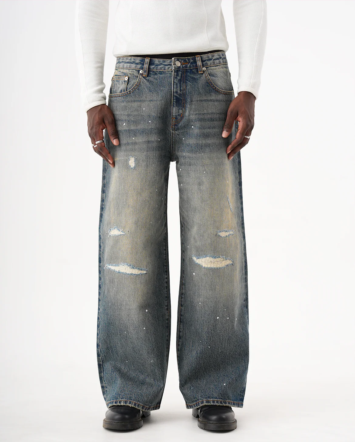 SASHIKO REPAIRED BOOTCUT JEANS