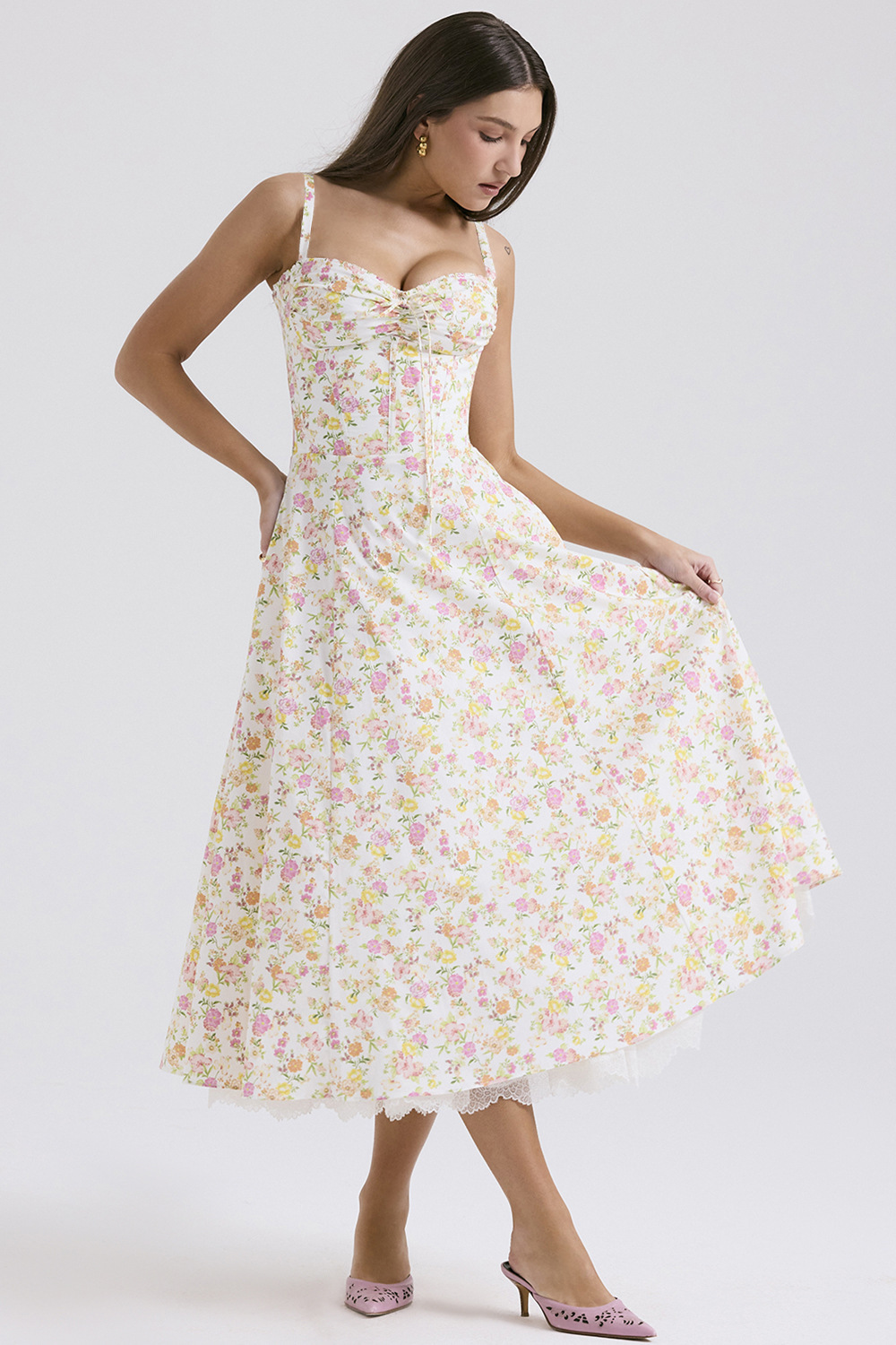 Floral series French summer camisole gentle style dress slimming floral camisole long skirt-vkxiaodian