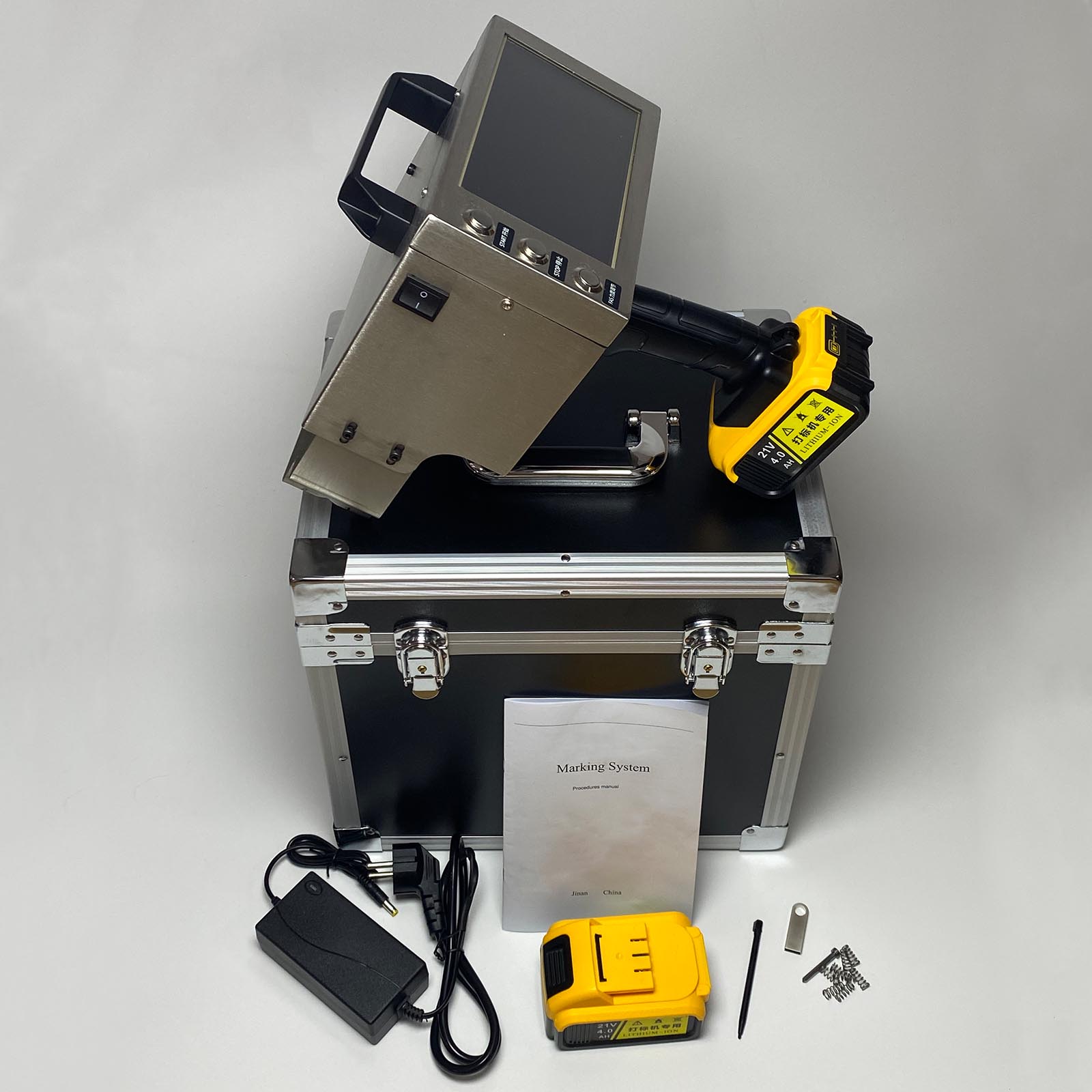 120*30mm Dot Peen Lithium Battery Marking Machine Metal VIN Code Engraver for Chassis, Engine, and Nameplate