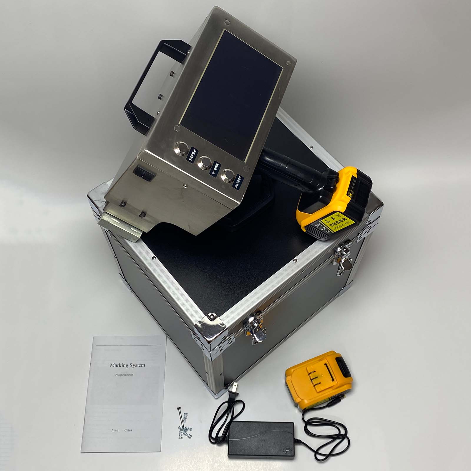 120*30mm Lithium battery dot peen marking machine With electromagnet for  Car VIN number