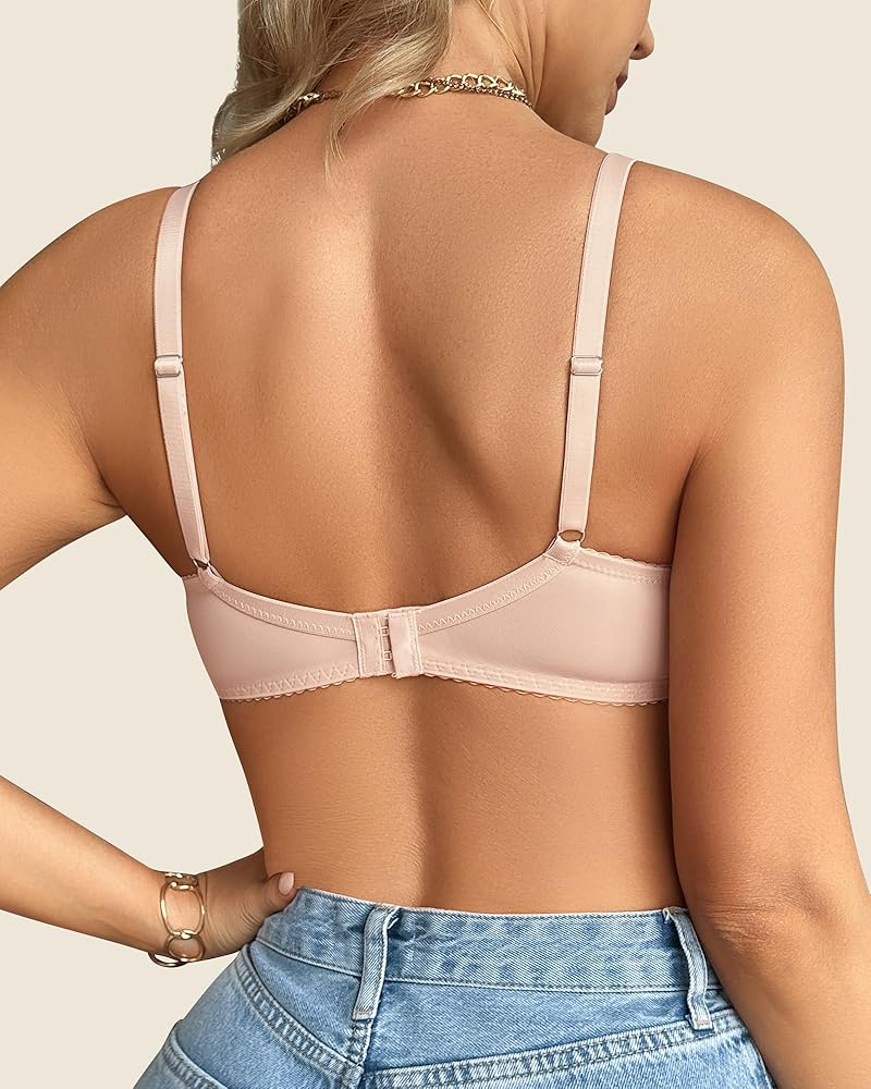 👙TRIAUMPH – [4 τεμ.]🔥Σουτιέν push-up με μπανέλα και φλοράλ μοτίβο από δαντέλα