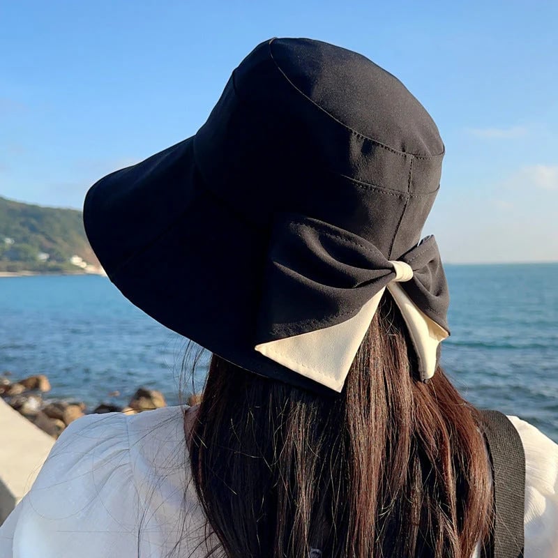 👒 Καλοκαιρινές εκπτώσεις ☀️ Γυναικείο καπέλο ηλίου με φαρδύ γείσο και φιόγκο με κορδέλα