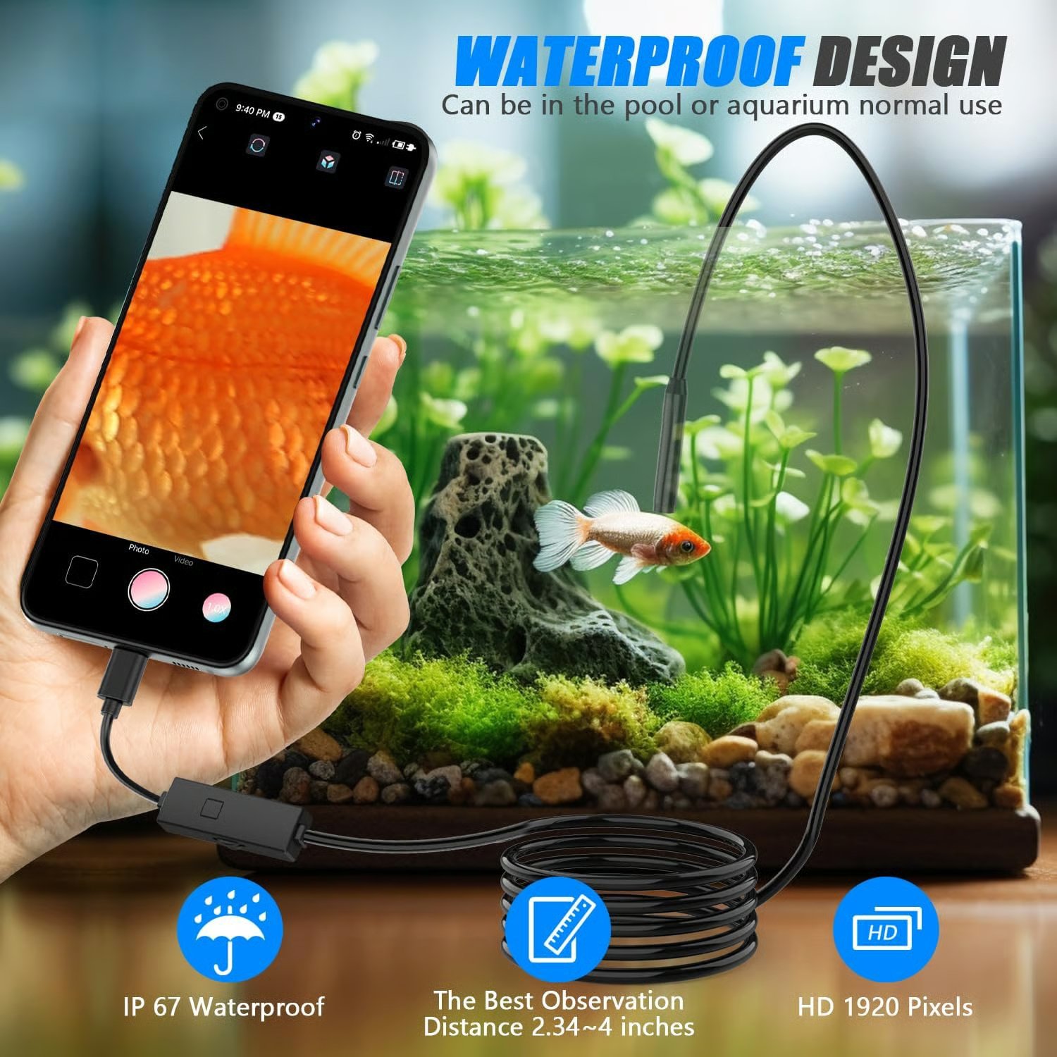 🔎 Κάμερα ενδοσκοπίου plug-and-play - Συμβατή με Android & iPhone & iPad για άμεση σύνδεση