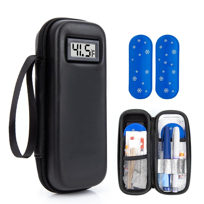 Θήκη ταξιδιού ψυγείου ινσουλίνης με ένδειξη θερμοκρασίας
