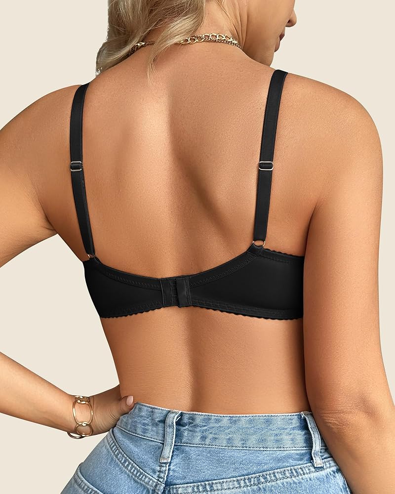 👙TRIAUMPH – [4 τεμ.]🔥Σουτιέν push-up με μπανέλα και φλοράλ μοτίβο από δαντέλα