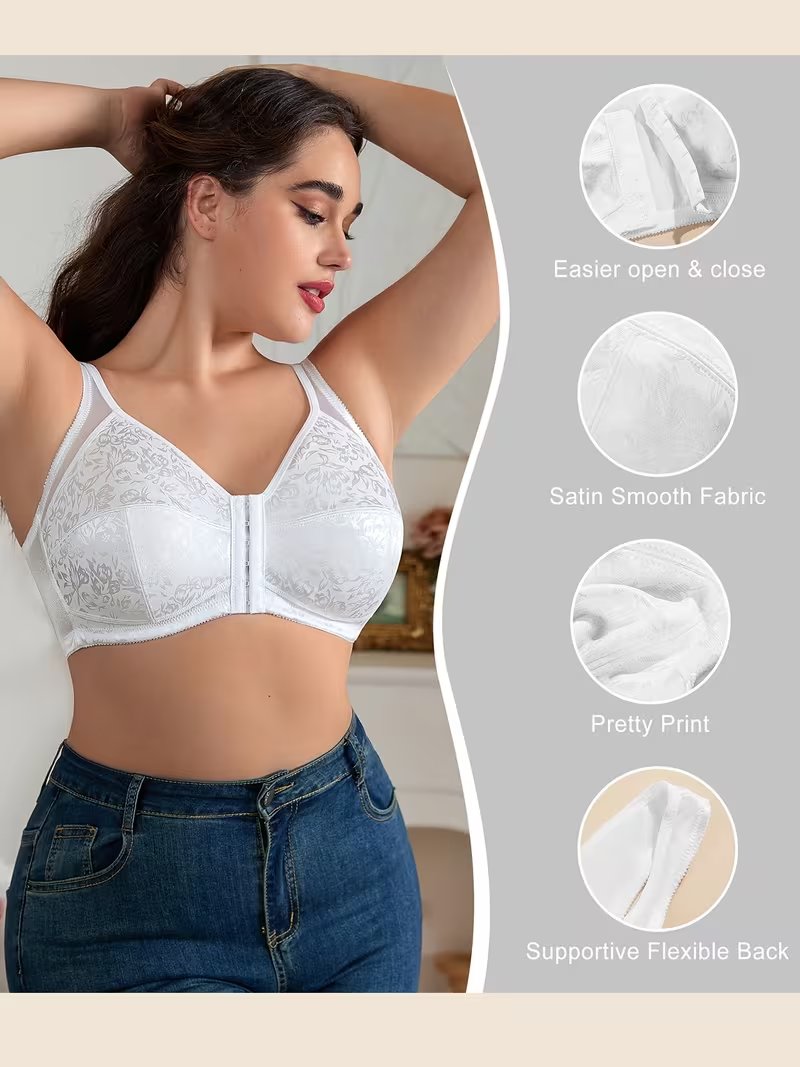 Σετ 4 τεμαχίων Triumph®👑 -Σουτιέν ζακάρ πλήρους κάλυψης με κούμπωμα μπροστά [65A-120H]