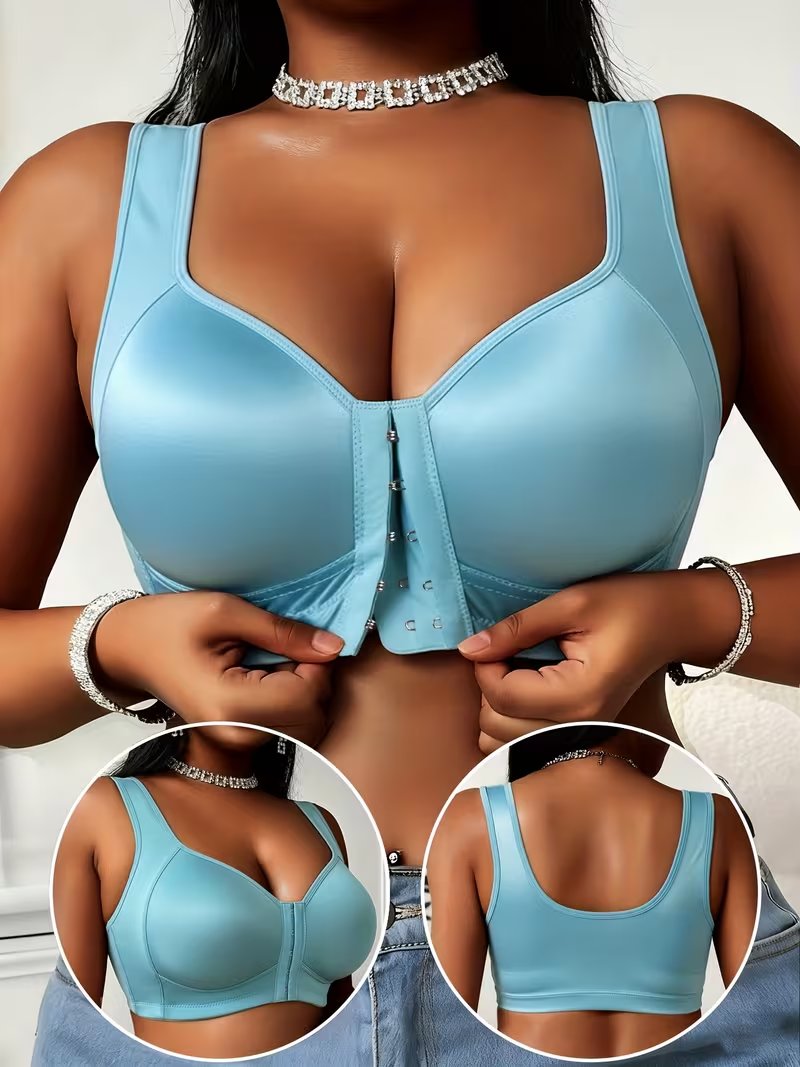 👙TRIAUMPH – [4 τεμ.]Σουτιέν χωρίς σύρμα, από σατέν ύφασμα υψηλής ποιότητας, λείο υλικό, με σχέδιο κλεισίματος μπροστά