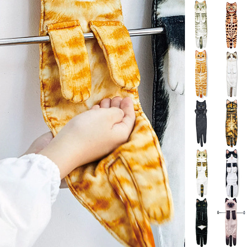 🎁OSTATNI DZIEŃ WYPRZEDAŻY! 50% ZNIŻKI!✨😺Uroczy ręcznik do rąk z motywem kota🐾