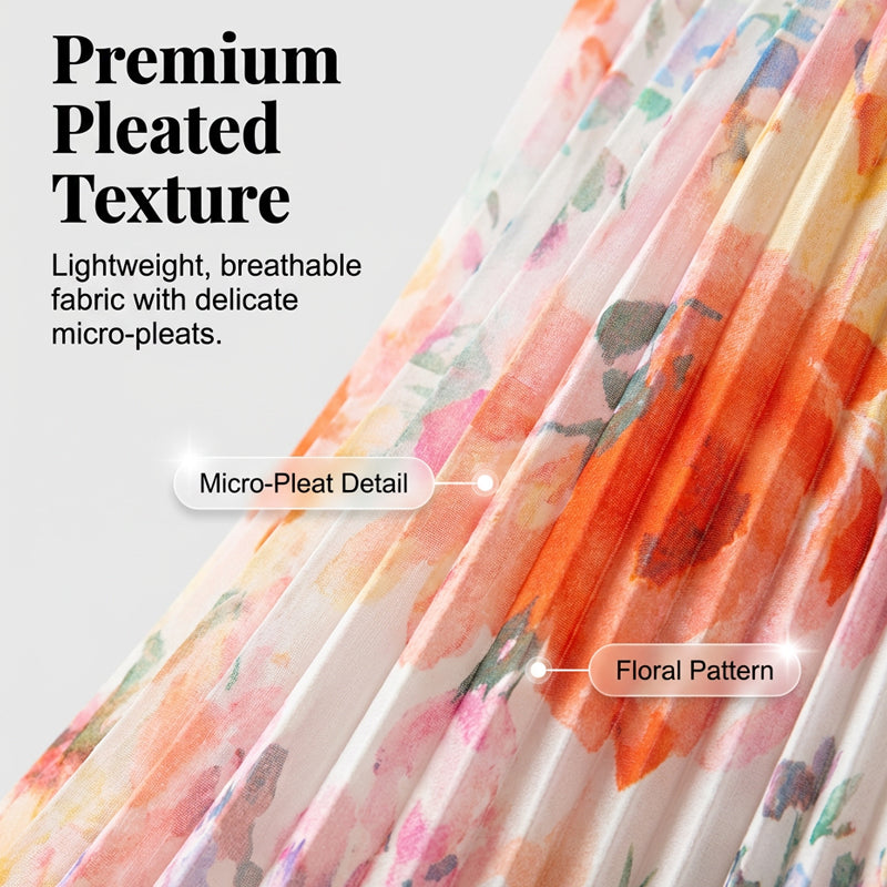 💥 Ειδική Προσφορά 50% ΕΚΠΤΩΣΗ💥Γυναικείο Φόρεμα με Πλισέ Φλοράλ Στάμπα και Αμάνικο