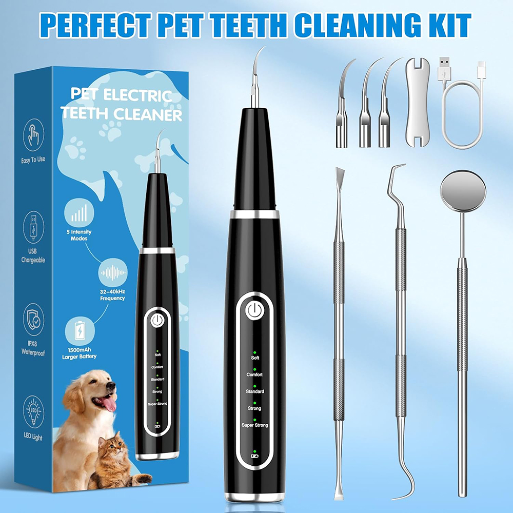 Dog Tartar & Plaque Remover with LED | 5-Mode Pet Teeth Cleaning Kit 