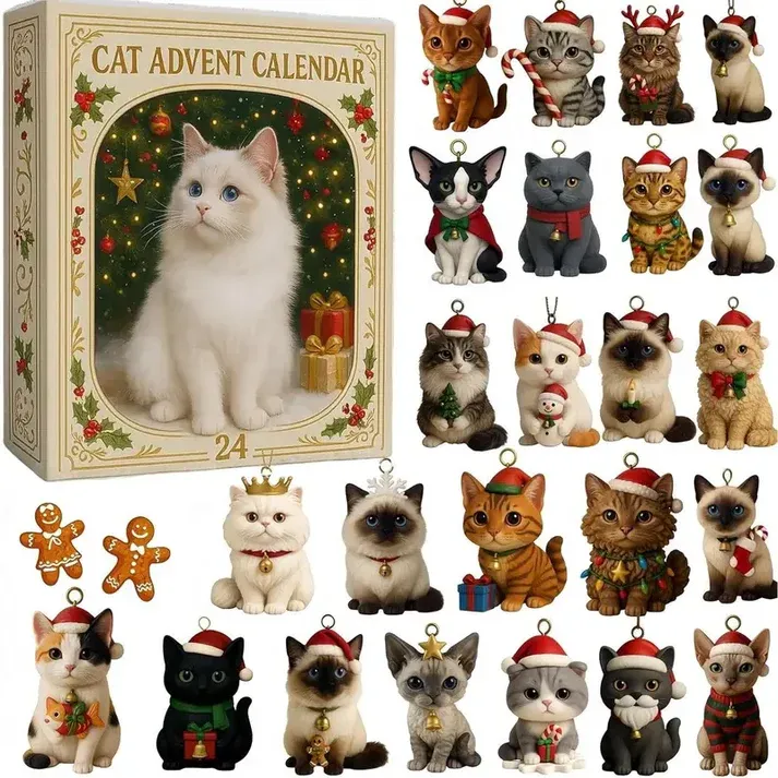 Omrava™ - Holiday Advent Calendar with 24 Festive Cats