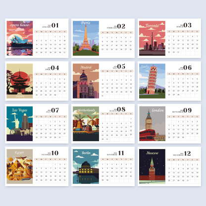 Spiral-Bound Cityscape Art Calendar 2026