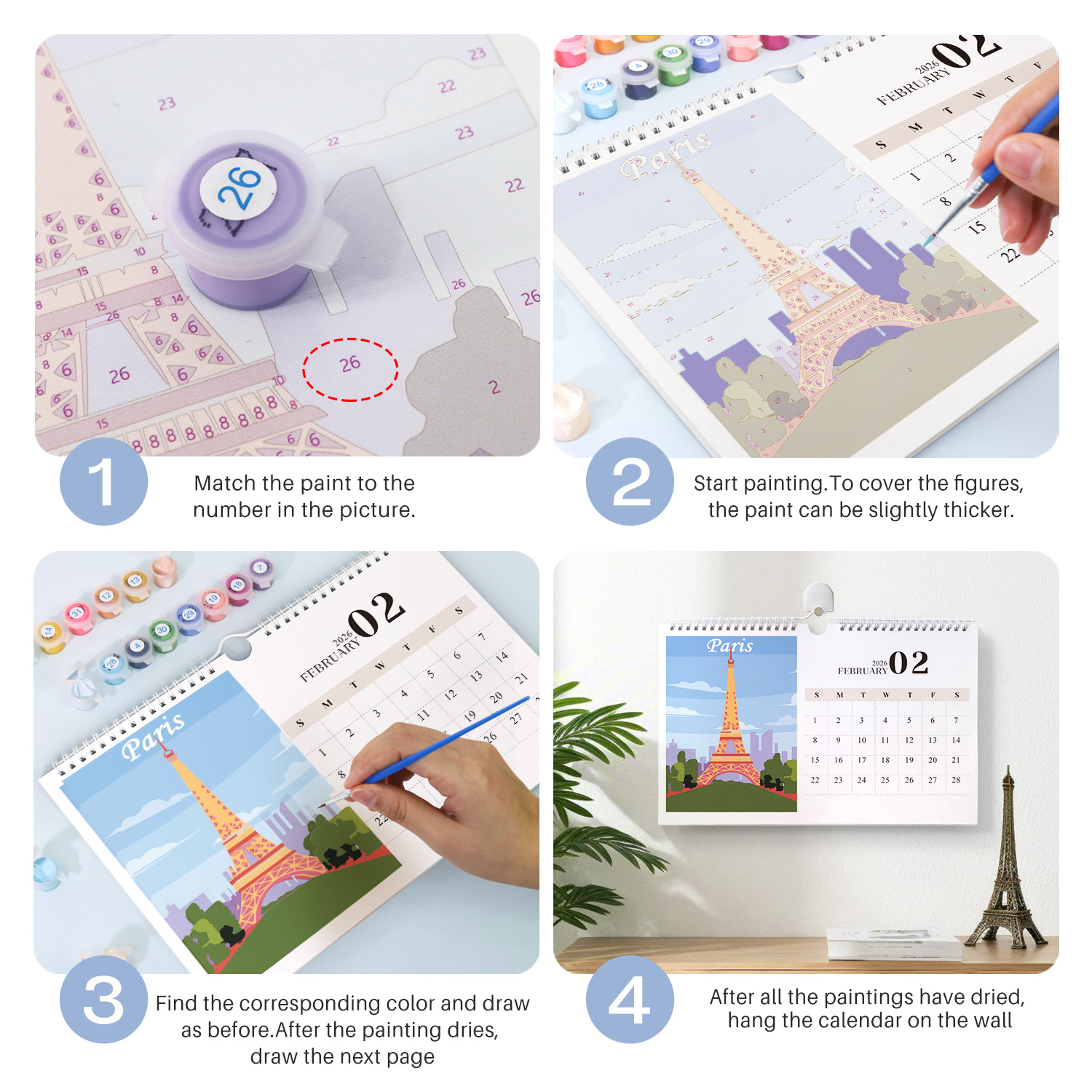 Spiral-Bound Cityscape Art Calendar 2026