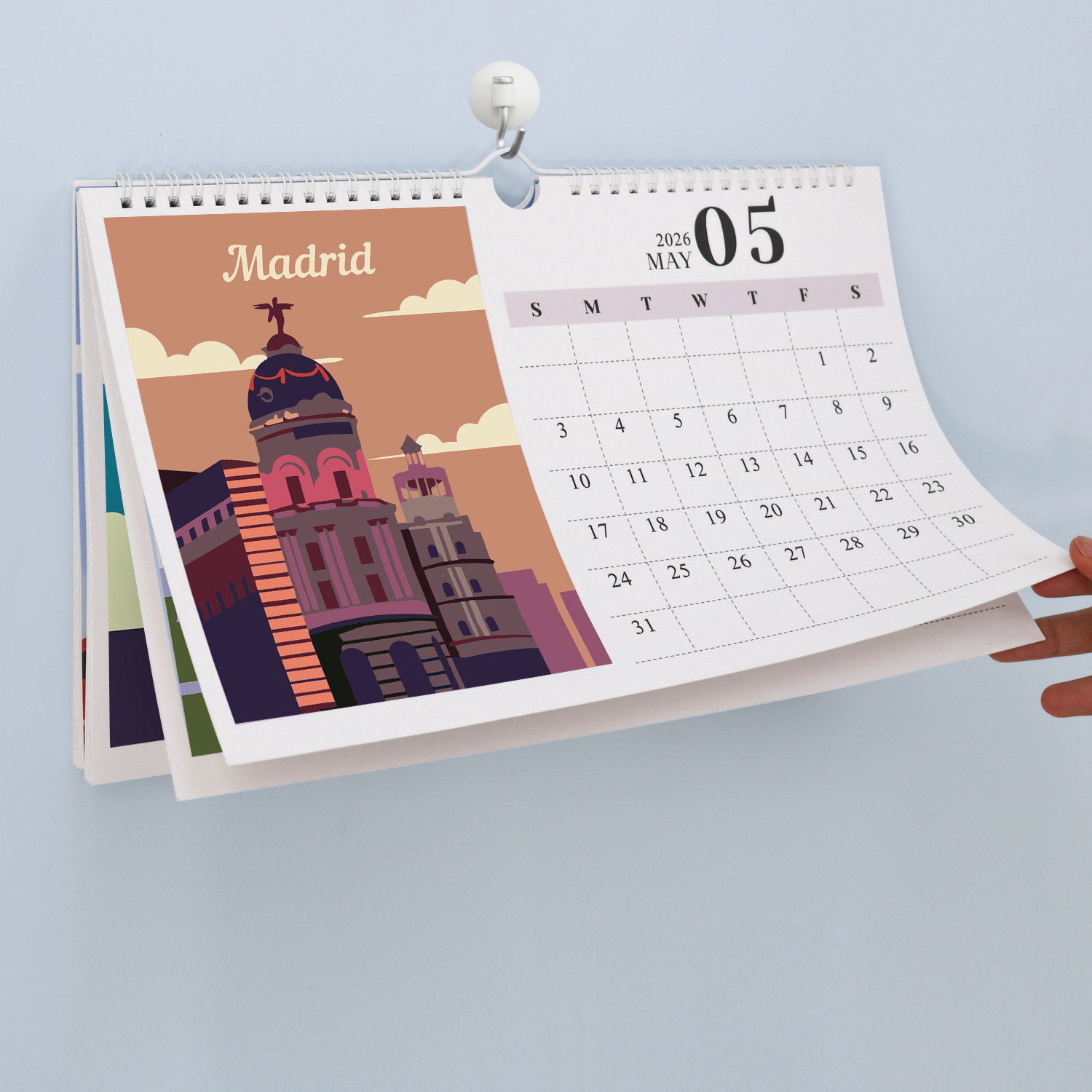 Spiral-Bound Cityscape Art Calendar 2026