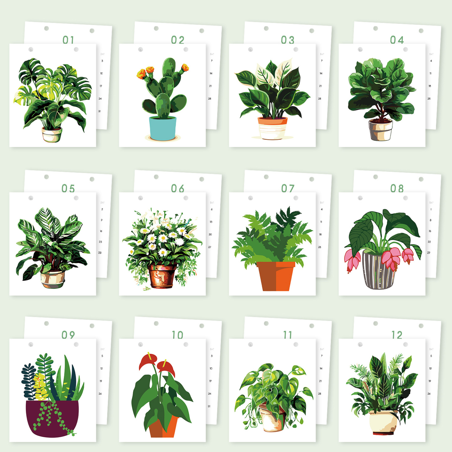 Botanical Coloring Calendar 2026