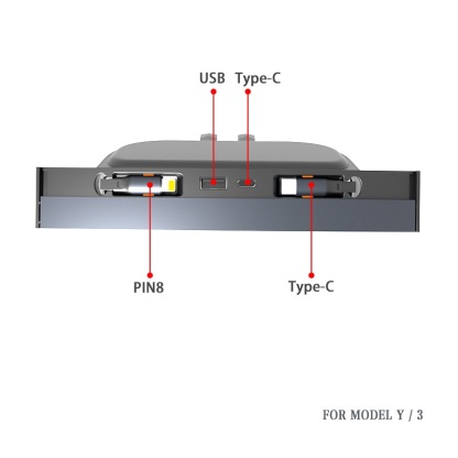 Teslula Retractable USB Hub for Tesla Model3/Y-Fast Charge&Slide Cover