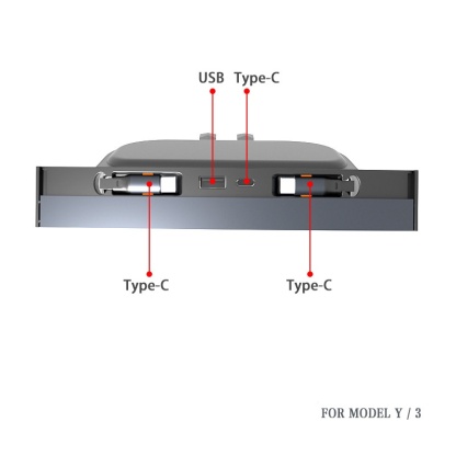Teslula Retractable USB Hub for Tesla Model3/Y-Fast Charge&Slide Cover