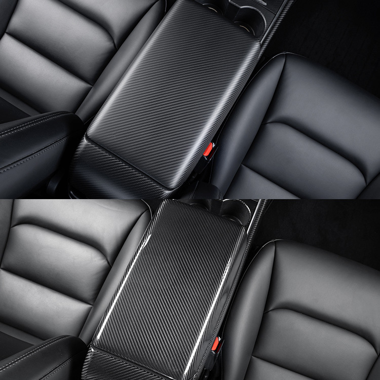 Teslula Model Y / 3 Armrest Cover - Dry Carbon Fiber Interior Mods
