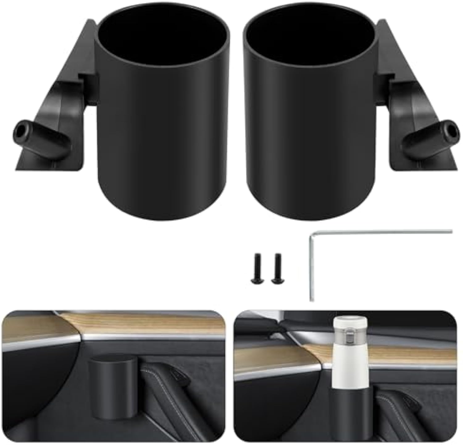 Teslula Door Cup Holder for Tesla Model 3/Y - Metal-Reinforced Storage Insert
