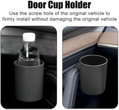 Teslula Door Cup Holder for Tesla Model 3/Y - Metal-Reinforced Storage Insert
