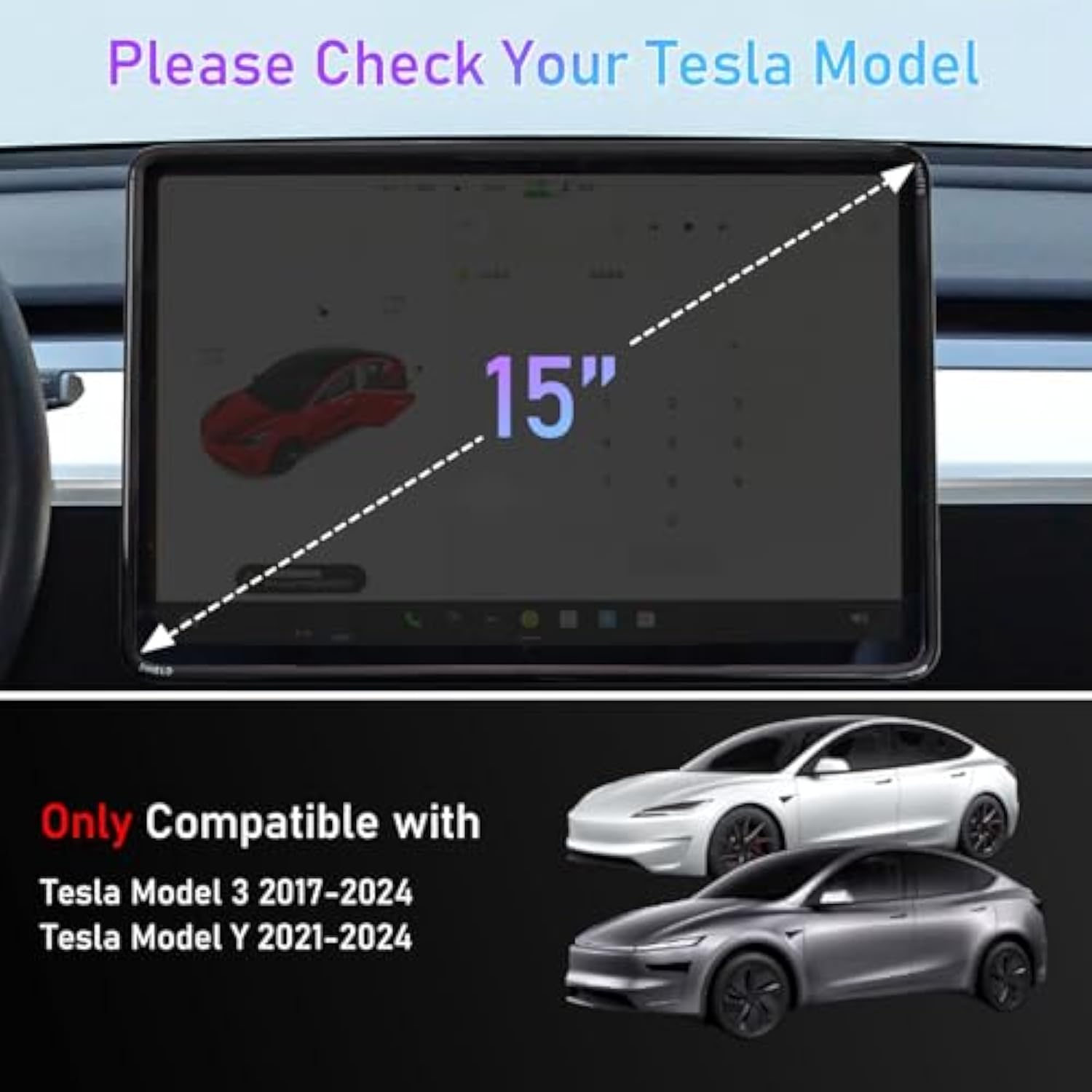 Teslula 2-in-1 Screen Protector for Tesla Model 3/Y - Anti-Glass & Anti-Scratch