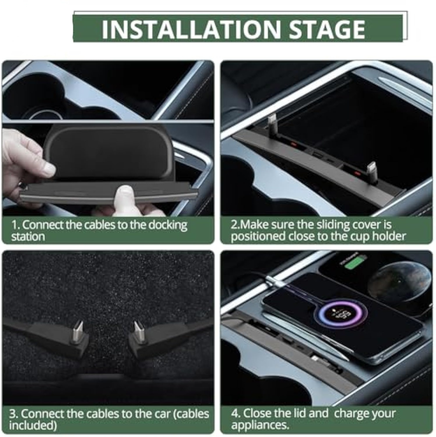 Teslula Retractable USB Hub for Tesla Model3/Y-Fast Charge&Slide Cover