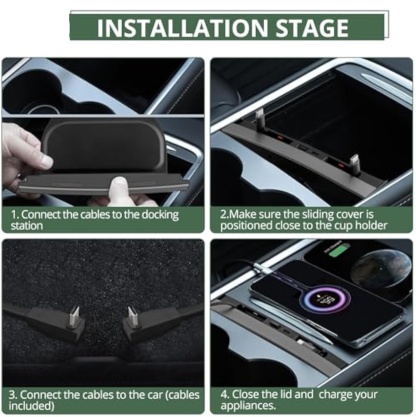 Teslula Retractable USB Hub for Tesla Model3/Y-Fast Charge&Slide Cover