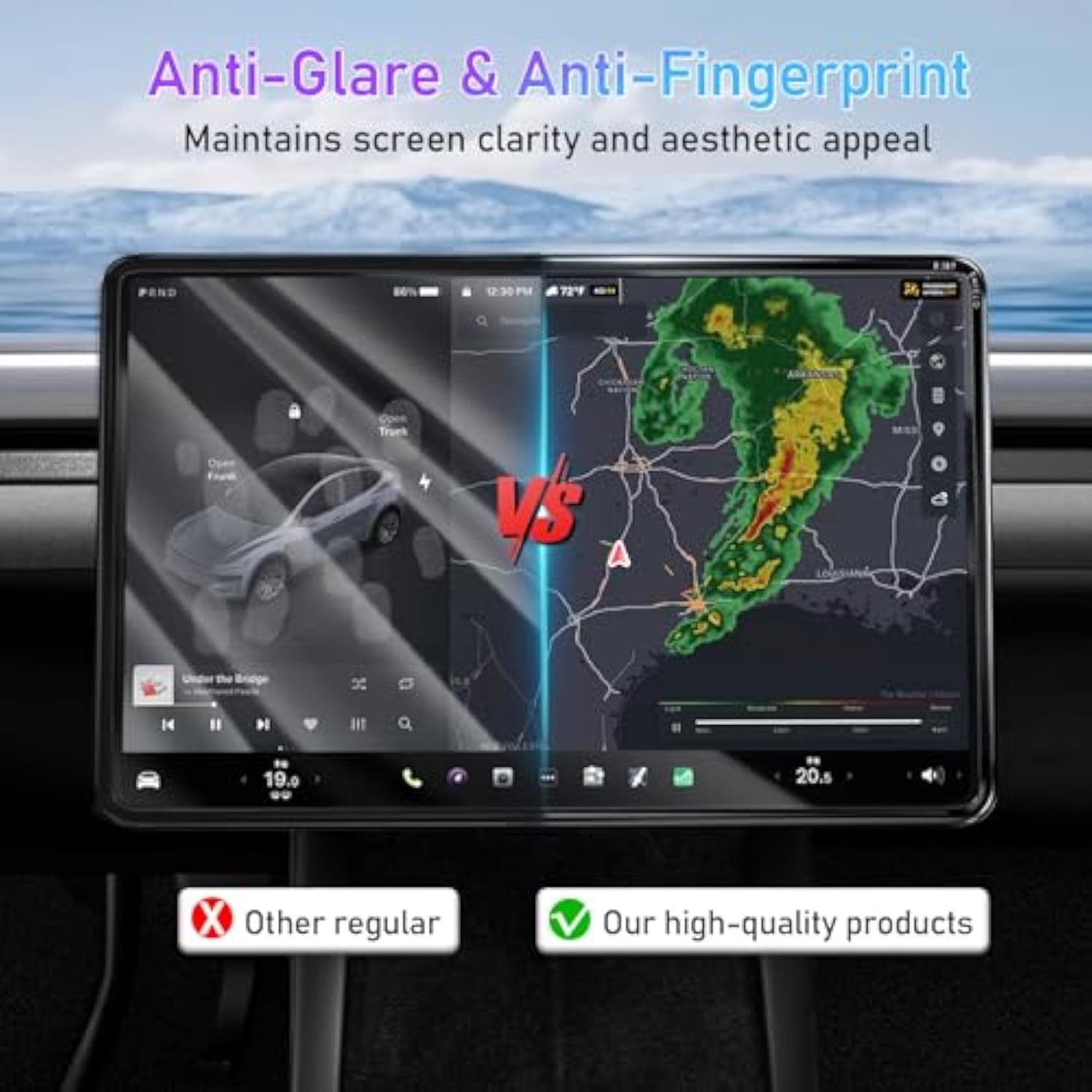 Teslula 2-in-1 Screen Protector for Tesla Model 3/Y - Anti-Glass & Anti-Scratch