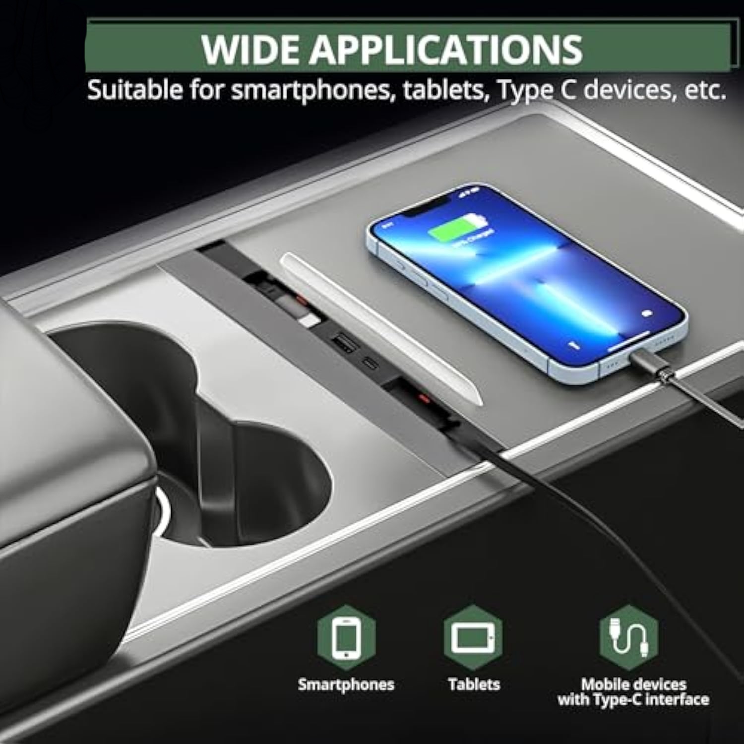 Teslula Retractable USB Hub for Tesla Model3/Y-Fast Charge&Slide Cover