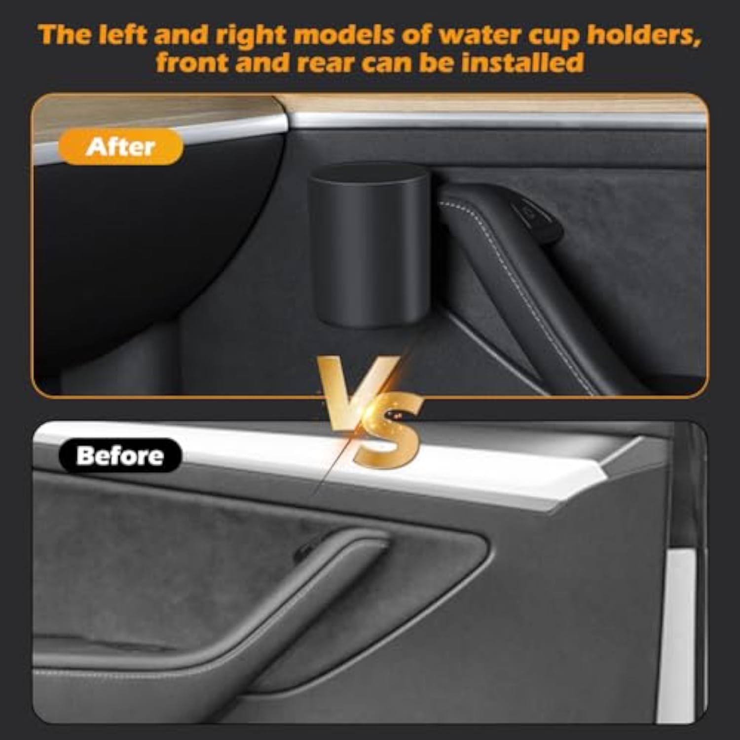 Teslula Door Cup Holder for Tesla Model 3/Y - Metal-Reinforced Storage Insert