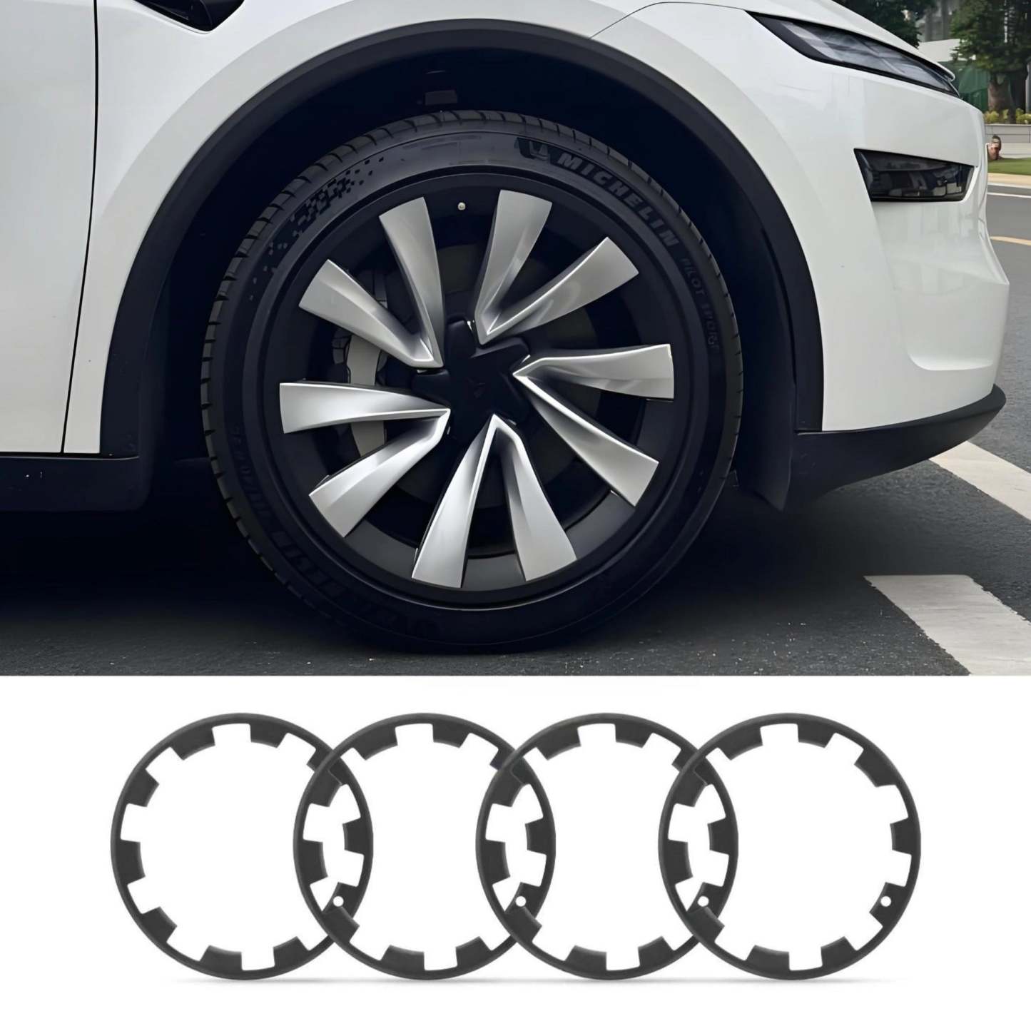 Teslula 20" Rim Protectors for Tesla Model Y Juniper - ABS Hub Caps (Set of 4)