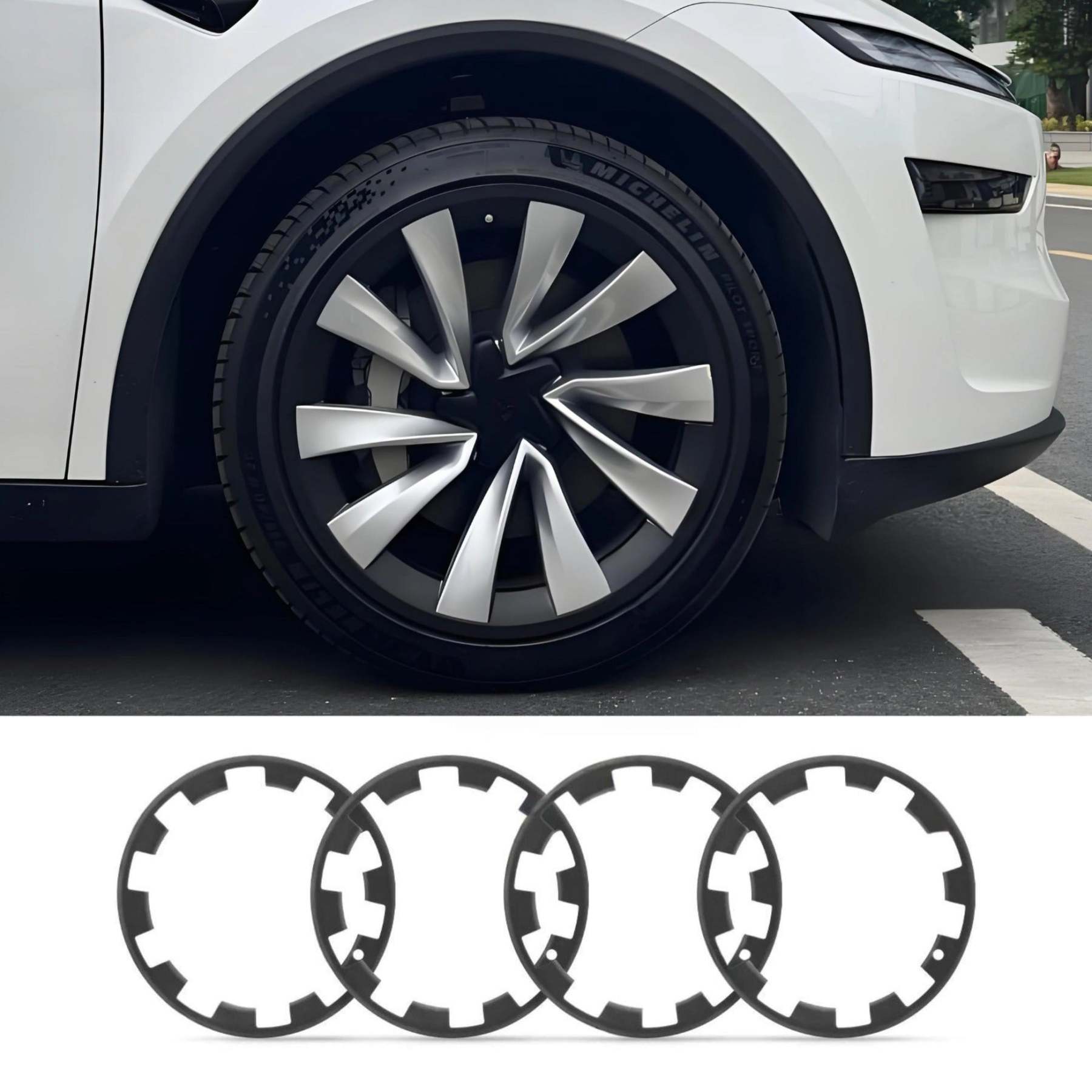 Teslula 20" Rim Protectors for Tesla Model Y Juniper - ABS Hub Caps (Set of 4)