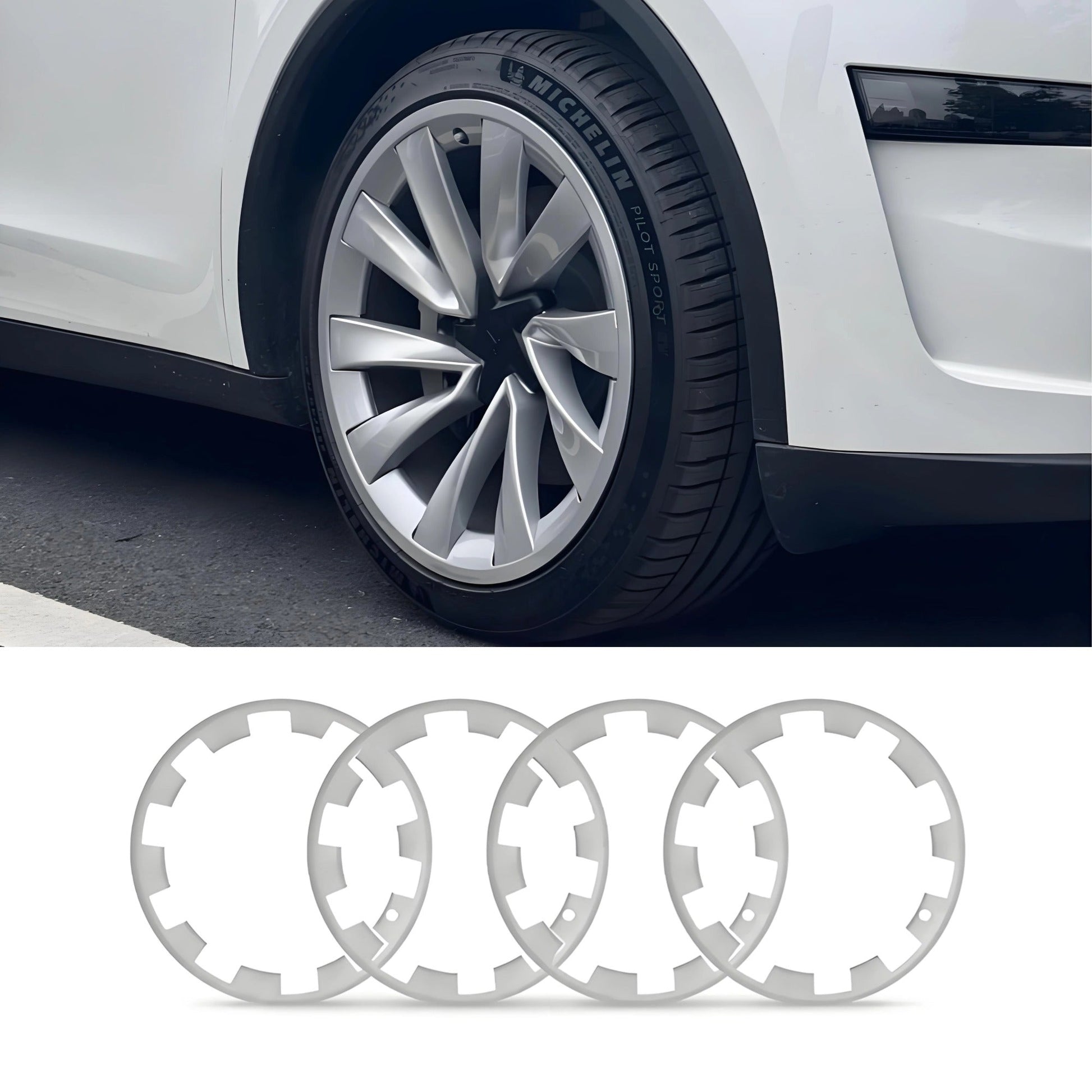 Teslula 20" Rim Protectors for Tesla Model Y Juniper - ABS Hub Caps (Set of 4)