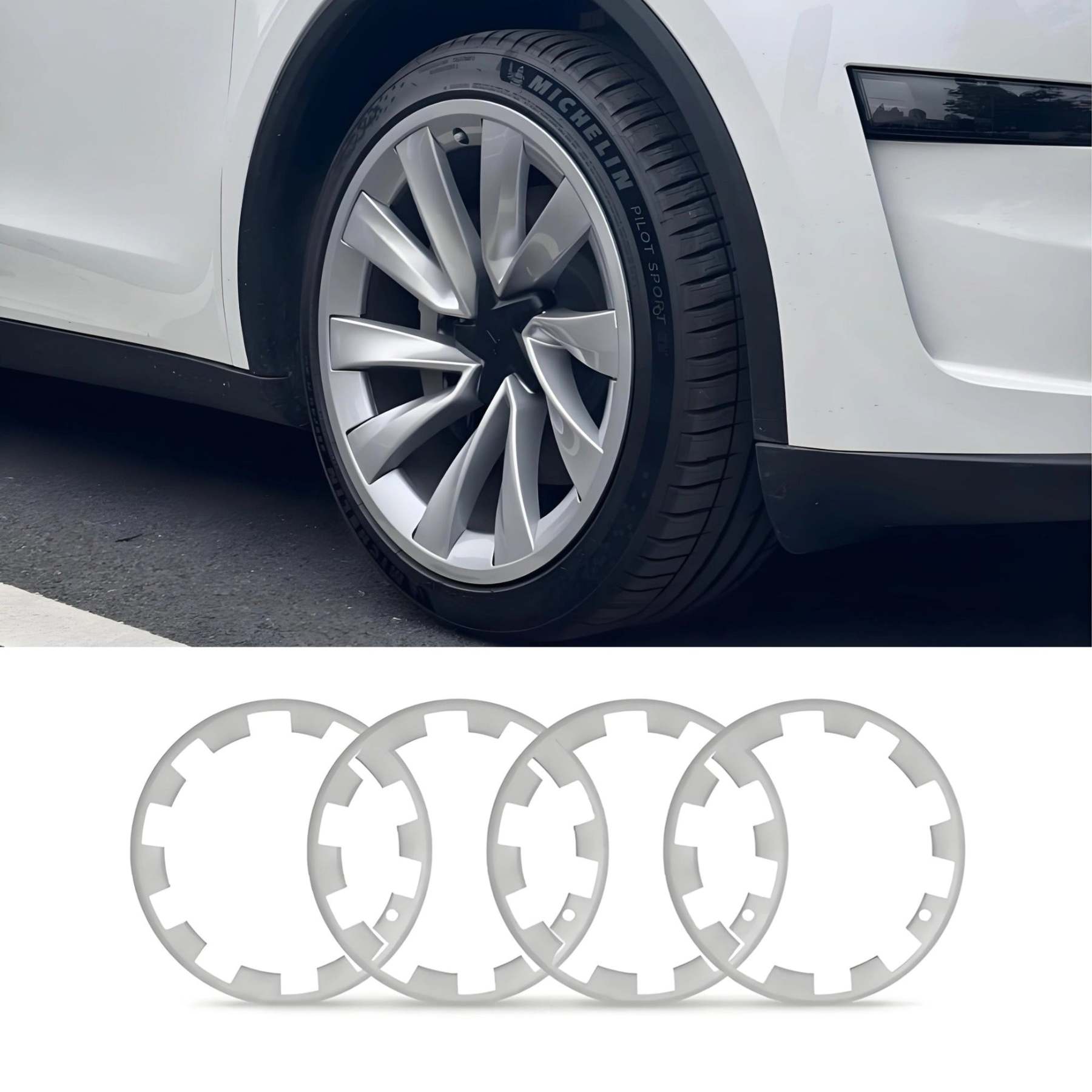 Teslula 20" Rim Protectors for Tesla Model Y Juniper - ABS Hub Caps (Set of 4)