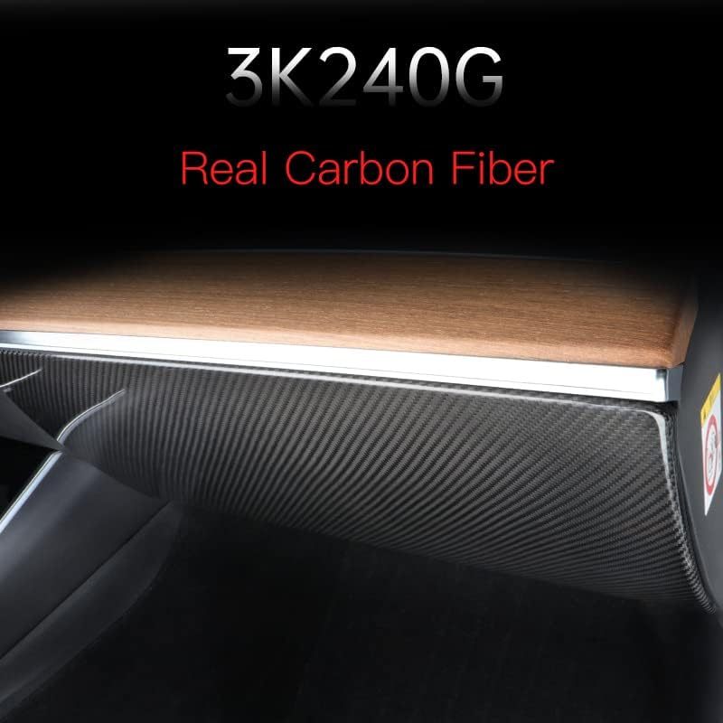 Teslula Carbon Glove Box Cover for Tesla Model 3/Y - Dry Fiber Overlay
