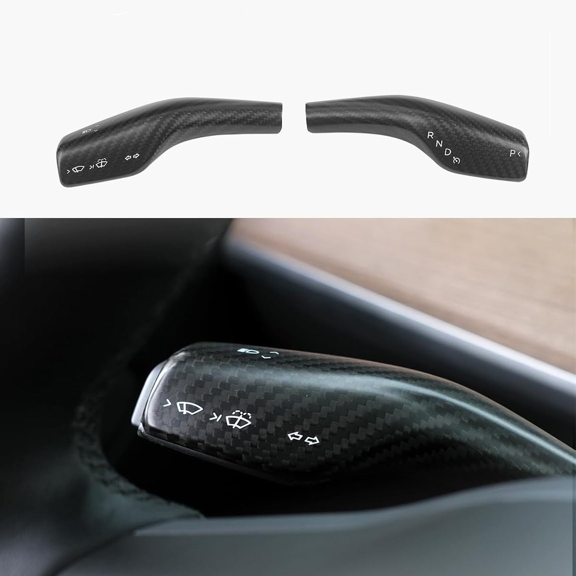 Teslula Model 3/Y Stalks Turn Signal Cover-Dry Carbon Fiber Interior Mods