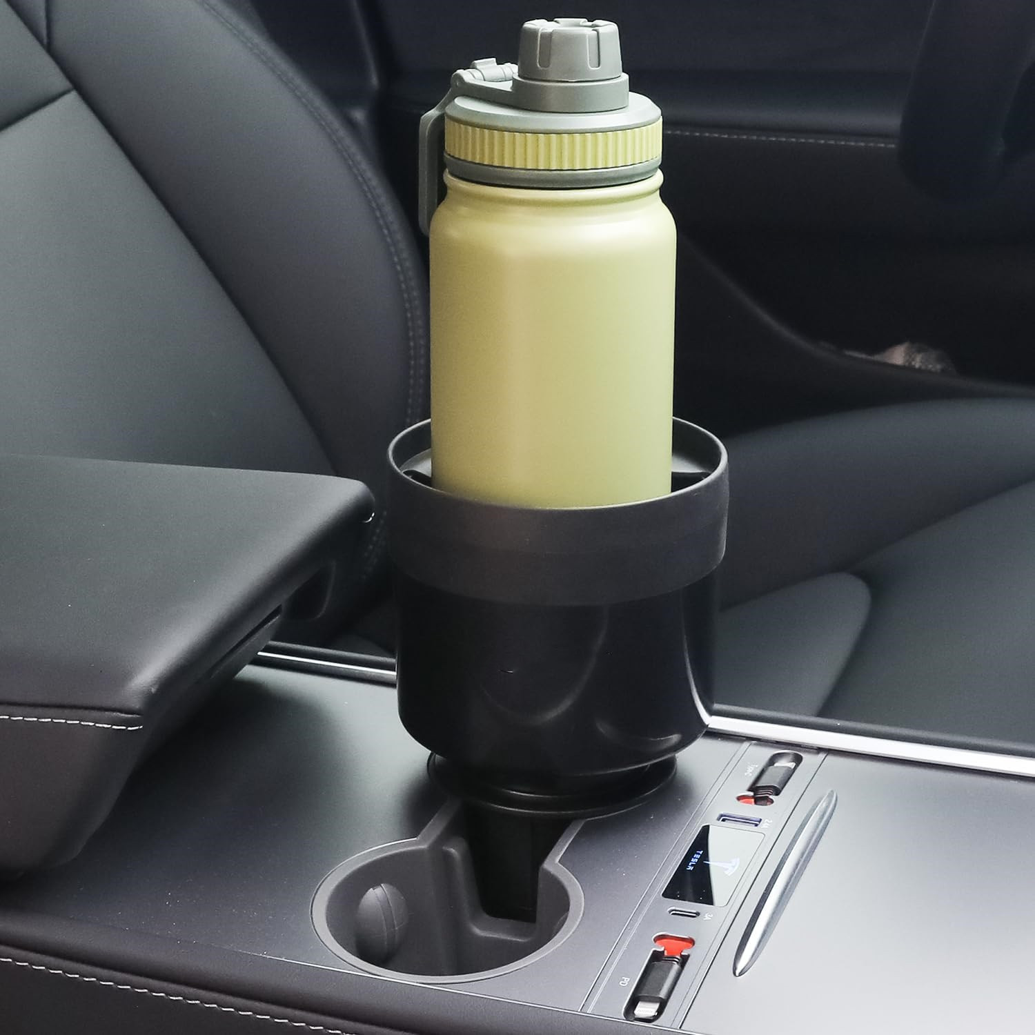Teslula Cup Holder Expander for Tesla - Adjustable Large Bottle Adapter