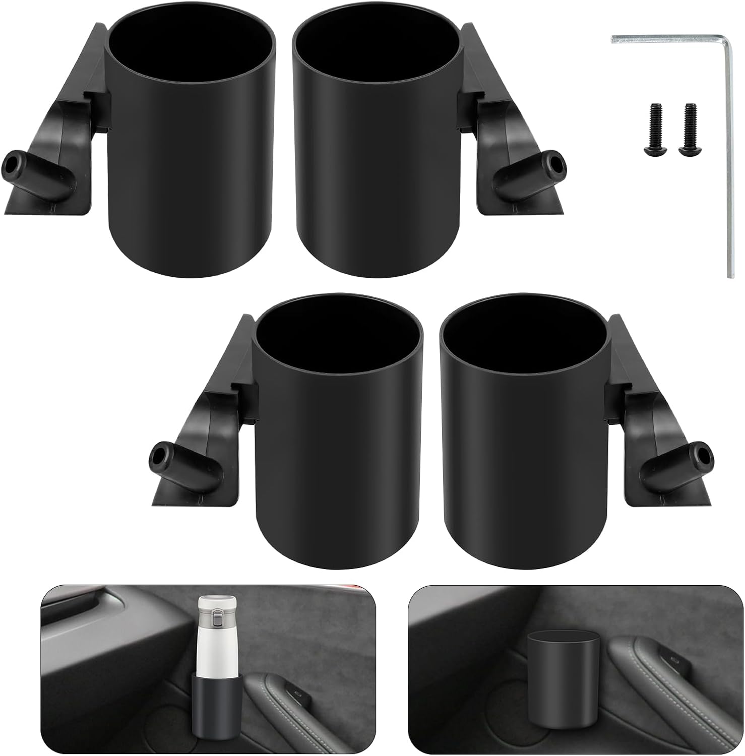 Teslula Door Cup Holder for Tesla Model 3/Y - Metal-Reinforced Storage Insert