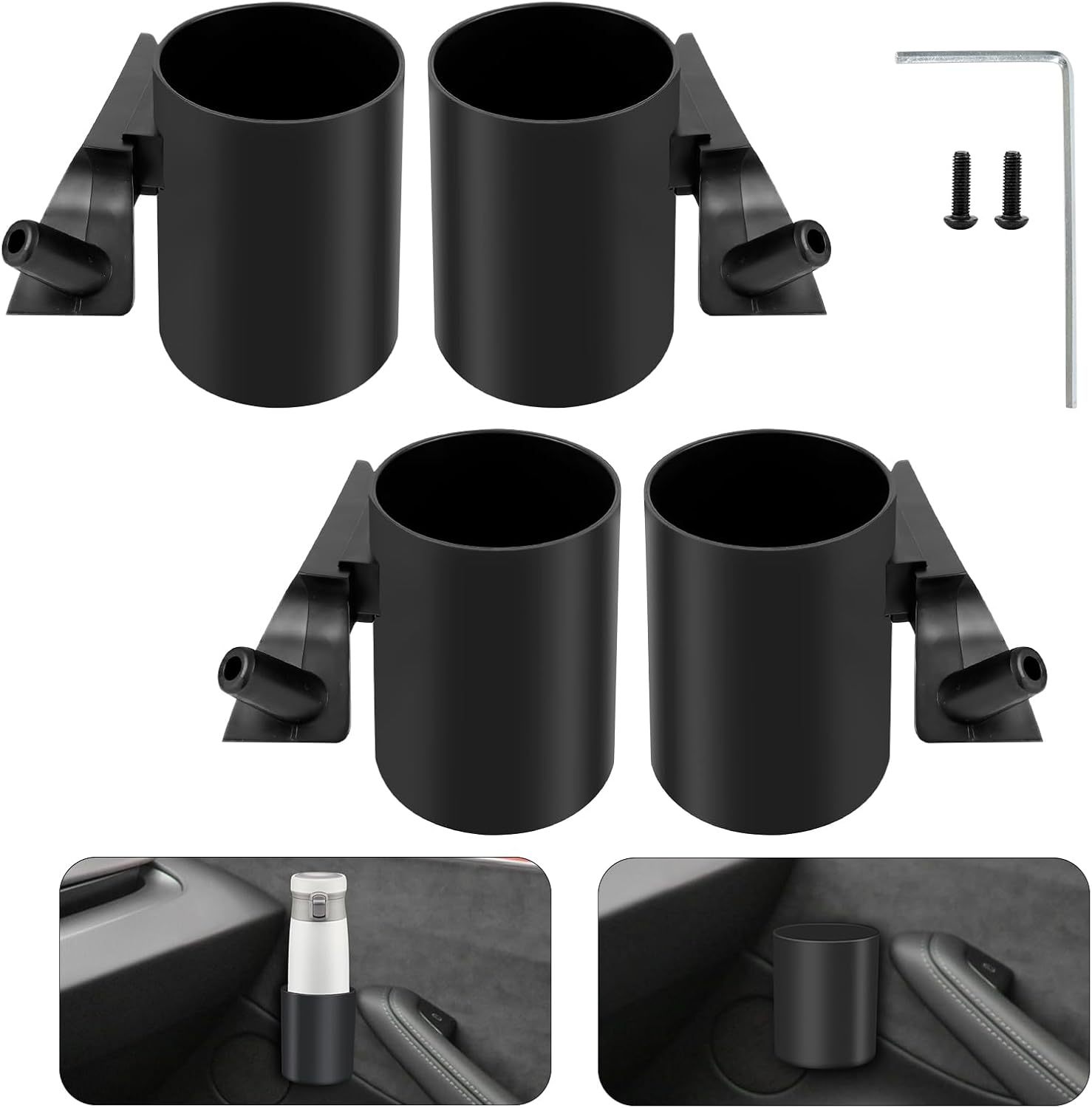 Teslula Door Cup Holder for Tesla Model 3/Y - Metal-Reinforced Storage Insert