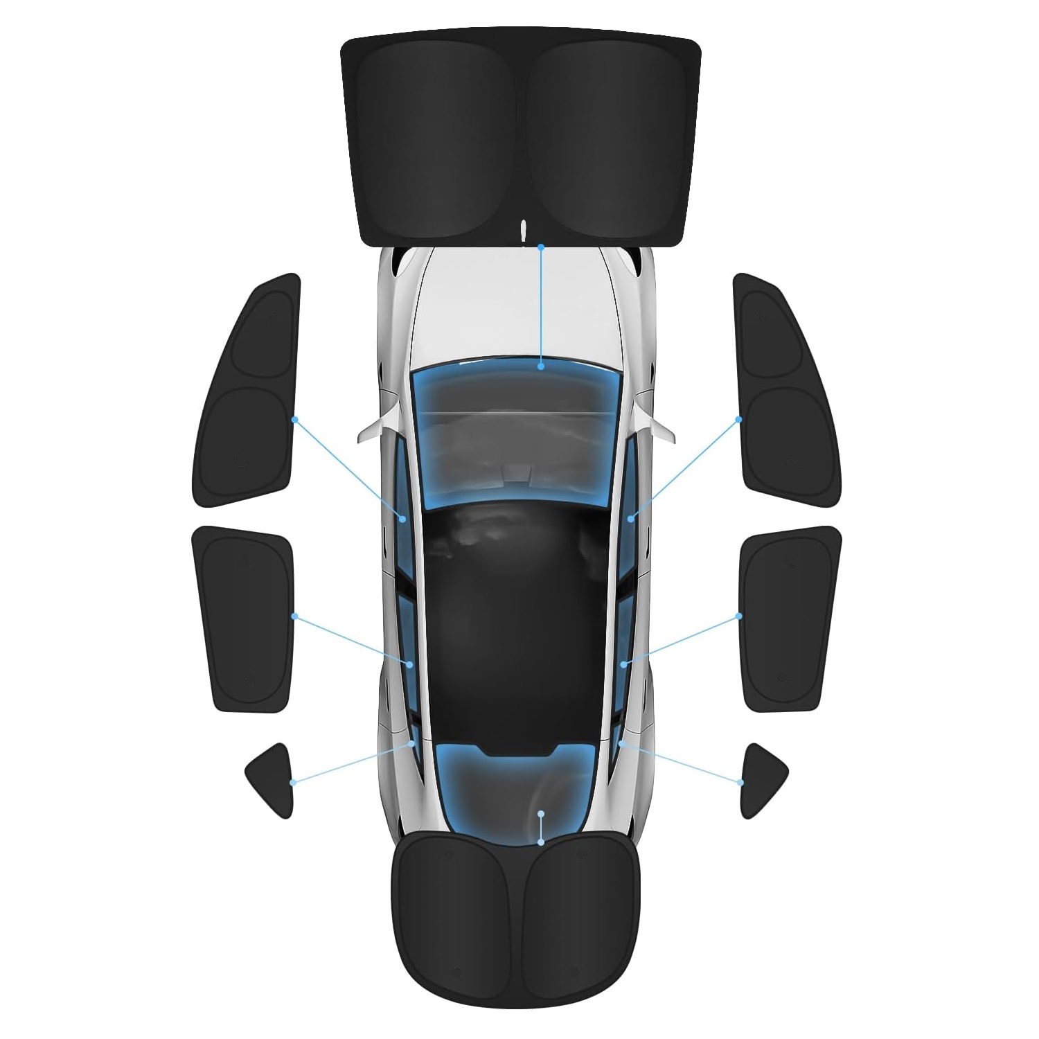 Teslula 8-Piece Sun Shade Set for Tesla Model Y-Full Coverage Privacy