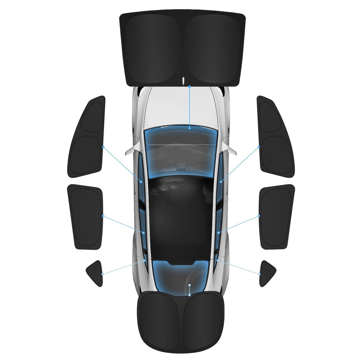 Teslula 8-Piece Sun Shade Set for Tesla Model Y-Full Coverage Privacy
