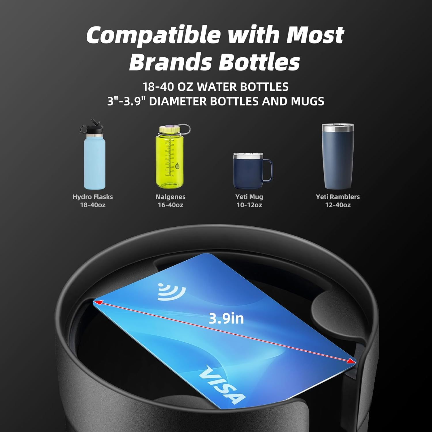 Teslula Cup Holder Expander for Tesla - Adjustable Large Bottle Adapter