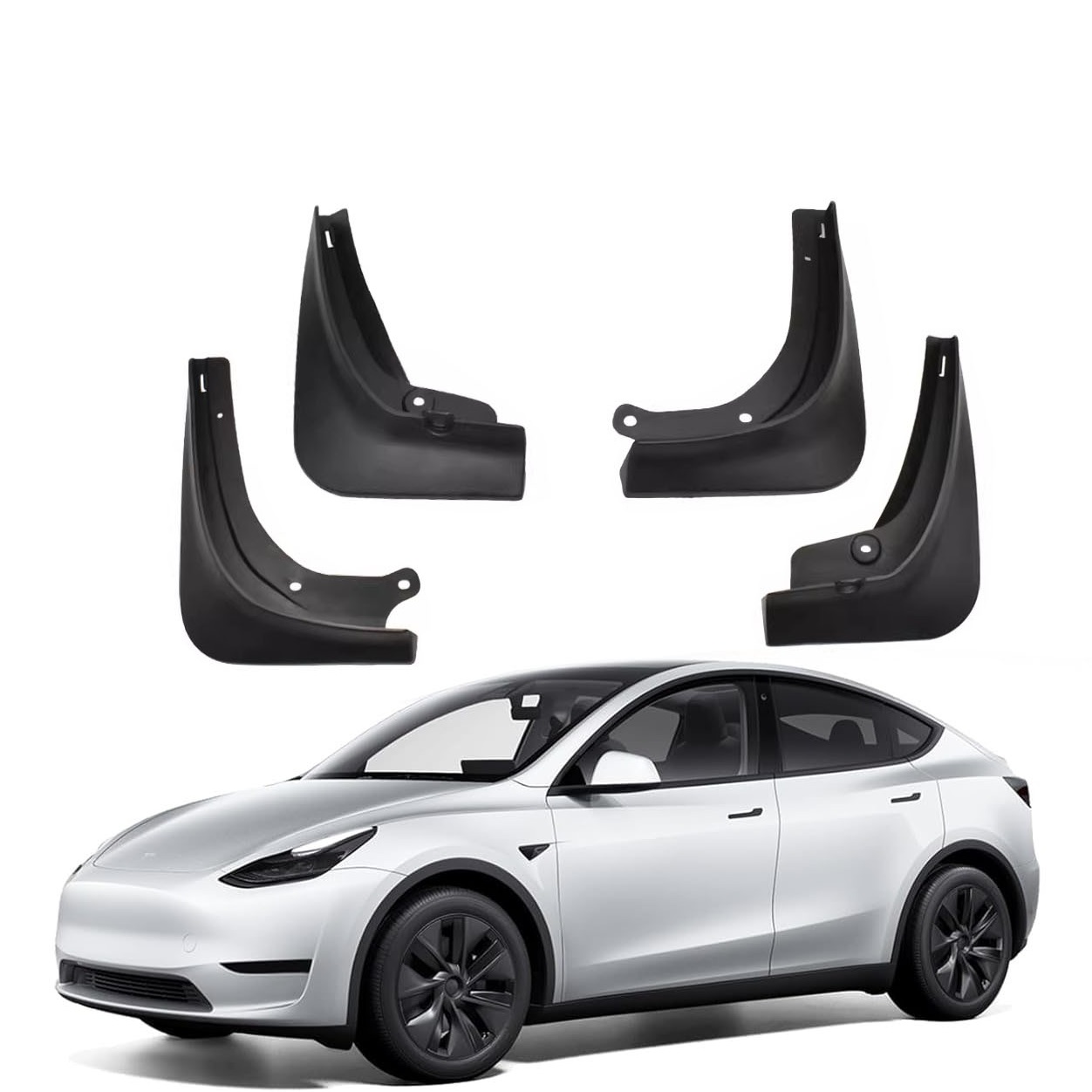 Teslula No-Drill Mud Flaps for Tesla Model 3/Y - OEM Fit All-Weather Protection