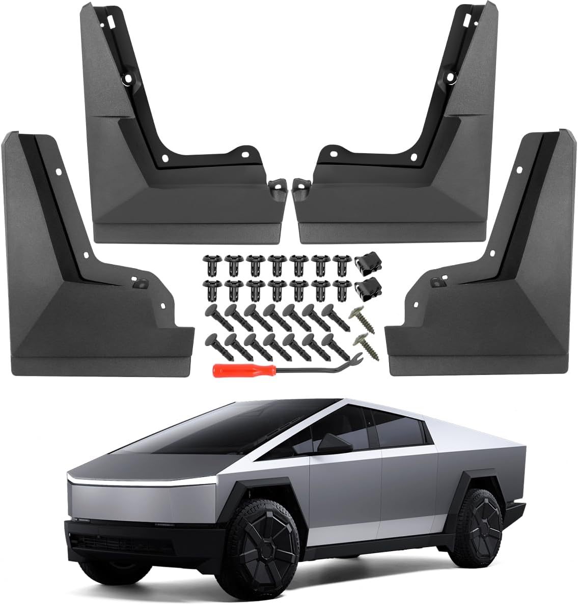 Teslula Cybertruck Mud Flaps2023-2025-No-Drill TPE Splash Guards(4-PC)