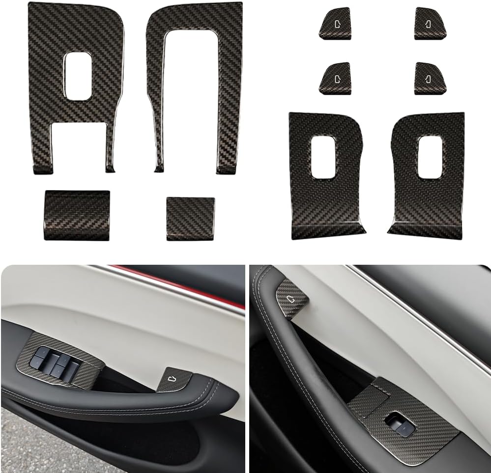 Teslula Carbon Window Switch Covers for Tesla Model 3 Highland/Y Juniper - 10PC Interior Set